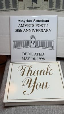 Assyrian American AMVETS Post 5 50th Anniversary Memorial Plaque 1998 - Thumbnail 4