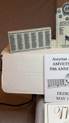 Assyrian American AMVETS Post 5 50th Anniversary Memorial Plaque 1998 - Thumbnail 3