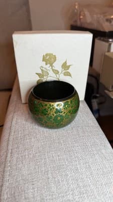Vintage Green Gold Floral Bangle Bracelet Made in India - Thumbnail 4