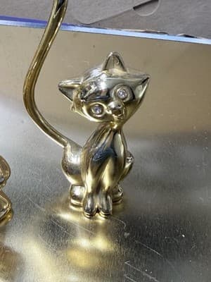 Vintage Mid Century Modern Brass Cat Figurine Siamese Sculpture Animal MCM Pair - Thumbnail 5