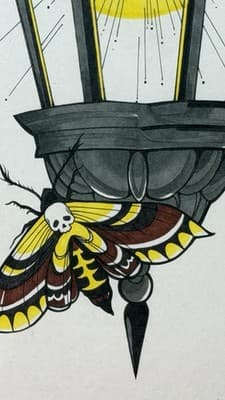 Signed Kevin Kniskern Moth Lantern Art Print Framed 2015 Chicago - Thumbnail 5