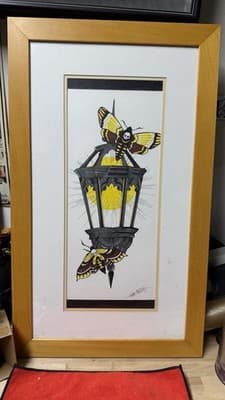 Signed Kevin Kniskern Moth Lantern Art Print Framed 2015 Chicago - Thumbnail 9