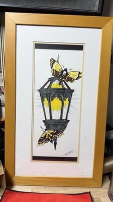 Signed Kevin Kniskern Moth Lantern Art Print Framed 2015 Chicago - Thumbnail 2