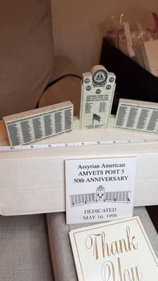 Assyrian American AMVETS Post 5 50th Anniversary Memorial Plaque 1998 - Thumbnail 7