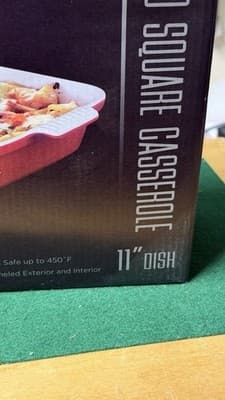 Hell’s Kitchen Covered Square Casserole Dish 11” Red Stoneware - Thumbnail 3