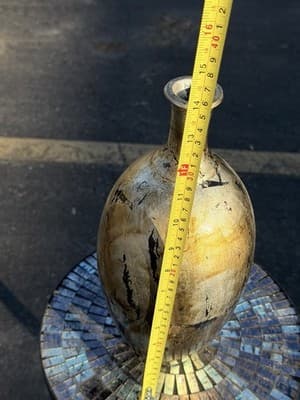 Decorative Porcelain Vase Gold Silver Abstract Glaze Modern Home Decor 15” - Thumbnail 4