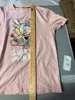 BKYS Lucky Charm Bunny T-Shirt Pink Size M Graphic Tee - Thumbnail 8