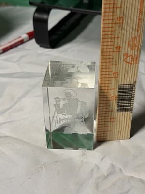 Etched Crystal Glass Cube Elvis Presley 3" 3D - Thumbnail 4