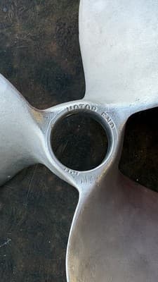Vintage 3 Blade Aluminum Boat Propeller 11A Motor Pat Inboard Marine - Thumbnail 3