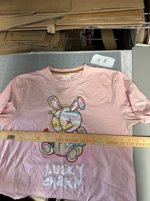 BKYS Lucky Charm Bunny T-Shirt Pink Size M Graphic Tee - Thumbnail 6