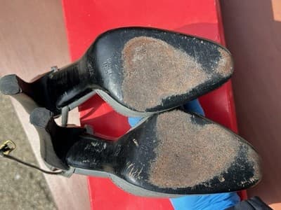 Charles Jourdan Heels 5.5 B Gray Leather Ankle Strap Pumps Made in Spain - Thumbnail 8