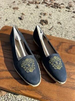 Salvatore Ferragamo Boutique Navy Gold Espadrille Flats Womens 5.5 B - Thumbnail 11