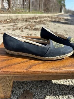 Salvatore Ferragamo Boutique Navy Gold Espadrille Flats Womens 5.5 B - Thumbnail 10