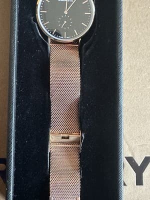 Rossling & Co. Swiss Quartz Watch Gold Mesh Black Dial Box Papers Needs Crown - Thumbnail 7