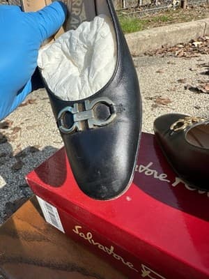 Salvatore Ferragamo Agata Black Leather Pumps 6cm Heel Womens 5.5 B - Thumbnail 5