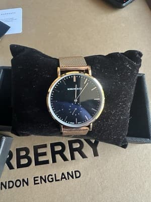 Rossling & Co. Swiss Quartz Watch Gold Mesh Black Dial Box Papers Needs Crown - Thumbnail 16