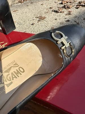 Salvatore Ferragamo Agata Black Leather Pumps 6cm Heel Womens 5.5 B - Thumbnail 3