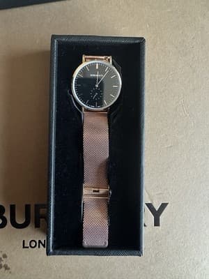 Rossling & Co. Swiss Quartz Watch Gold Mesh Black Dial Box Papers Needs Crown - Thumbnail 3