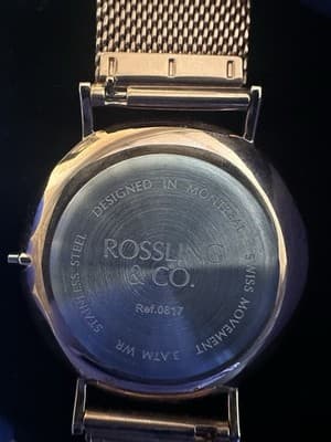 Rossling & Co. Swiss Quartz Watch Gold Mesh Black Dial Box Papers Needs Crown - Thumbnail 13