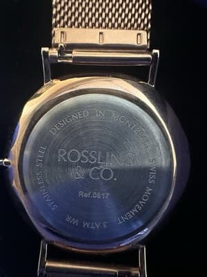 Rossling & Co. Swiss Quartz Watch Gold Mesh Black Dial Box Papers Needs Crown - Thumbnail 14