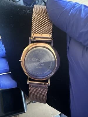 Rossling & Co. Swiss Quartz Watch Gold Mesh Black Dial Box Papers Needs Crown - Thumbnail 9