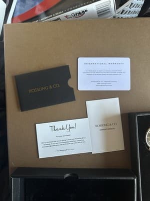 Rossling & Co. Swiss Quartz Watch Gold Mesh Black Dial Box Papers Needs Crown - Thumbnail 11