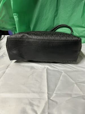Michael Kors Black Signature Shoulder Bag Braided Handle Zip Top - Thumbnail 7