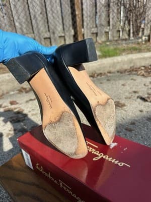 Salvatore Ferragamo Agata Black Leather Pumps 6cm Heel Womens 5.5 B - Thumbnail 8