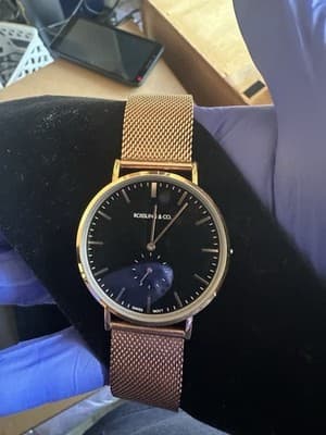 Rossling & Co. Swiss Quartz Watch Gold Mesh Black Dial Box Papers Needs Crown - Thumbnail 15