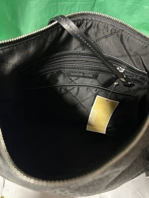 Michael Kors Black Signature Shoulder Bag Braided Handle Zip Top - Thumbnail 11