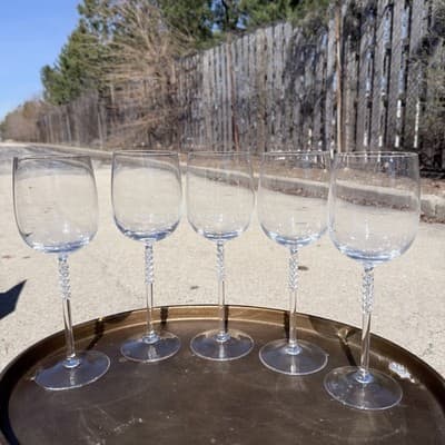 Rosenthal Studio Line Crystal Wine Glasses Set 5 Beaded Stem Germany