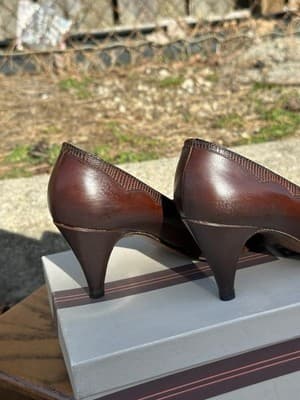 Bruno Magli Brown Croc Leather Heels 5.5B Italy Vintage - Thumbnail 10