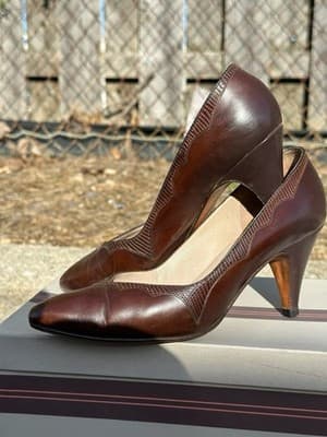 Bruno Magli Brown Croc Leather Heels 5.5B Italy Vintage - Thumbnail 6