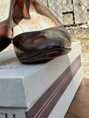 Bruno Magli Brown Croc Leather Heels 5.5B Italy Vintage - Thumbnail 4