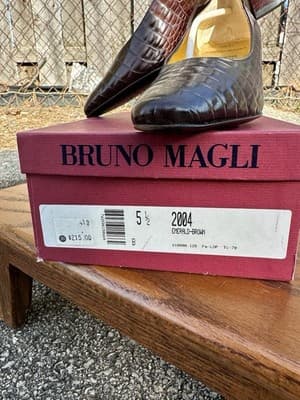 Bruno Magli Brown Croc Leather Heels Women 5.5B Italy - Thumbnail 6