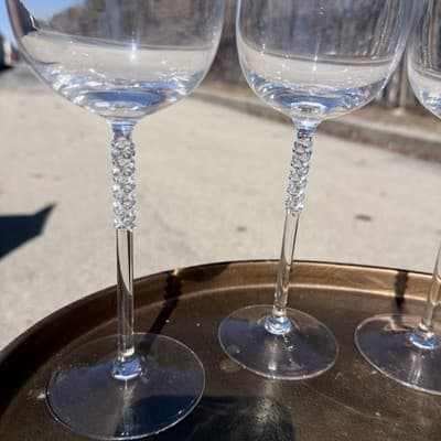 Rosenthal Studio Line Crystal Wine Glasses Set 5 Beaded Stem Germany - Thumbnail 2