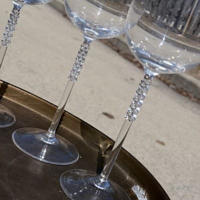 Rosenthal Studio Line Crystal Wine Glasses Set 5 Beaded Stem Germany - Thumbnail 5