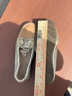 Sperry Boat Shoes Women 6 Beige Gold Leather Canvas Lace Up - Thumbnail 11
