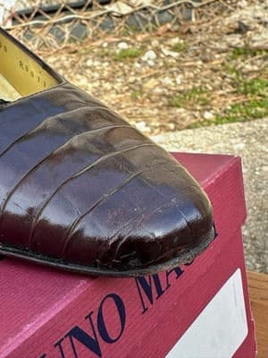 Bruno Magli Brown Croc Leather Heels Women 5.5B Italy - Thumbnail 5