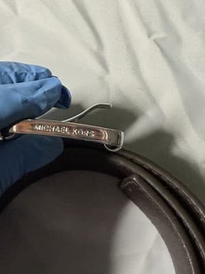 Michael Kors Brown MK Logo Belt Silver Buckle Men’s Size ~40” - Thumbnail 5