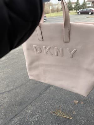 DKNY Beige Tote Bag Embossed Logo Large Shopper Handbag - Thumbnail 12