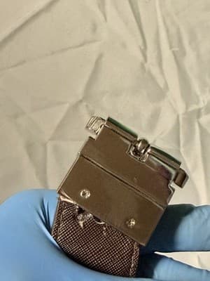Michael Kors Brown MK Logo Belt Silver Buckle Men’s Size ~40” - Thumbnail 2