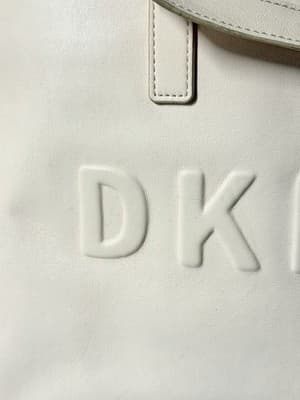 DKNY Beige Tote Bag Embossed Logo Large Shopper Handbag - Thumbnail 2