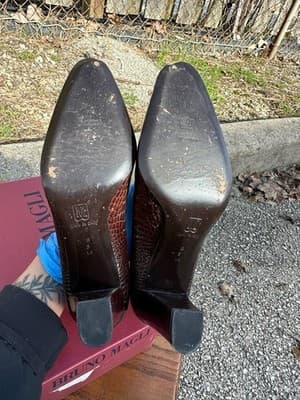 Bruno Magli Brown Croc Leather Heels Women 5.5B Italy - Thumbnail 11