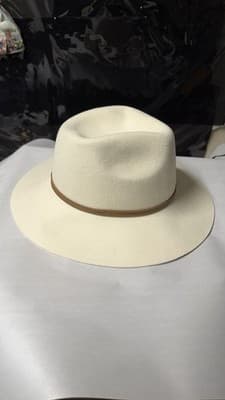 Francesca’s Ivory Felt Fedora Hat Wool One Size New With Tags - Thumbnail 5