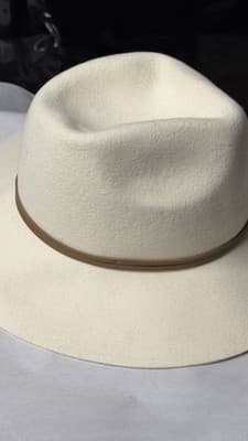 Francesca’s Ivory Felt Fedora Hat Wool One Size New With Tags - Thumbnail 6