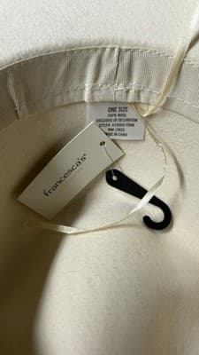 Francesca’s Ivory Felt Fedora Hat Wool One Size New With Tags - Thumbnail 7