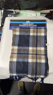Men's Fleece Scarf Plaid Blue Brown 9.5x59" Soft Winter Warm Neckwear New