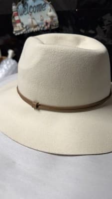Francesca’s Ivory Felt Fedora Hat Wool One Size New With Tags - Thumbnail 3