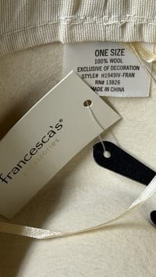 Francesca’s Ivory Felt Fedora Hat Wool One Size New With Tags - Thumbnail 8